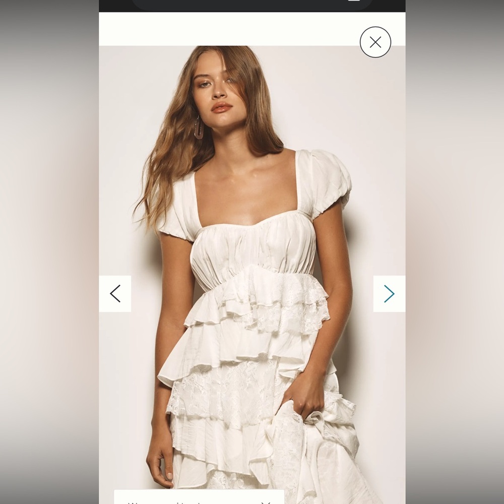 By Anthropologie Square-Neck Ruffle Midi Dress